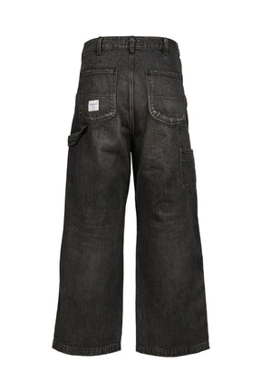 VINTAGE WASHED PAINTER DENIM WIDE PANTS / BLK