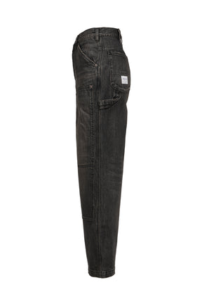 VINTAGE WASHED PAINTER DENIM WIDE PANTS / BLK