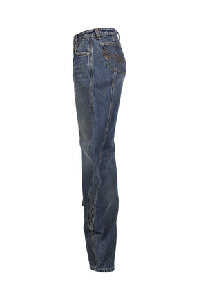 LOW WAISTED JEAN WITH STRAP DETAIL ON THE FRONT / VINTAGEBLU