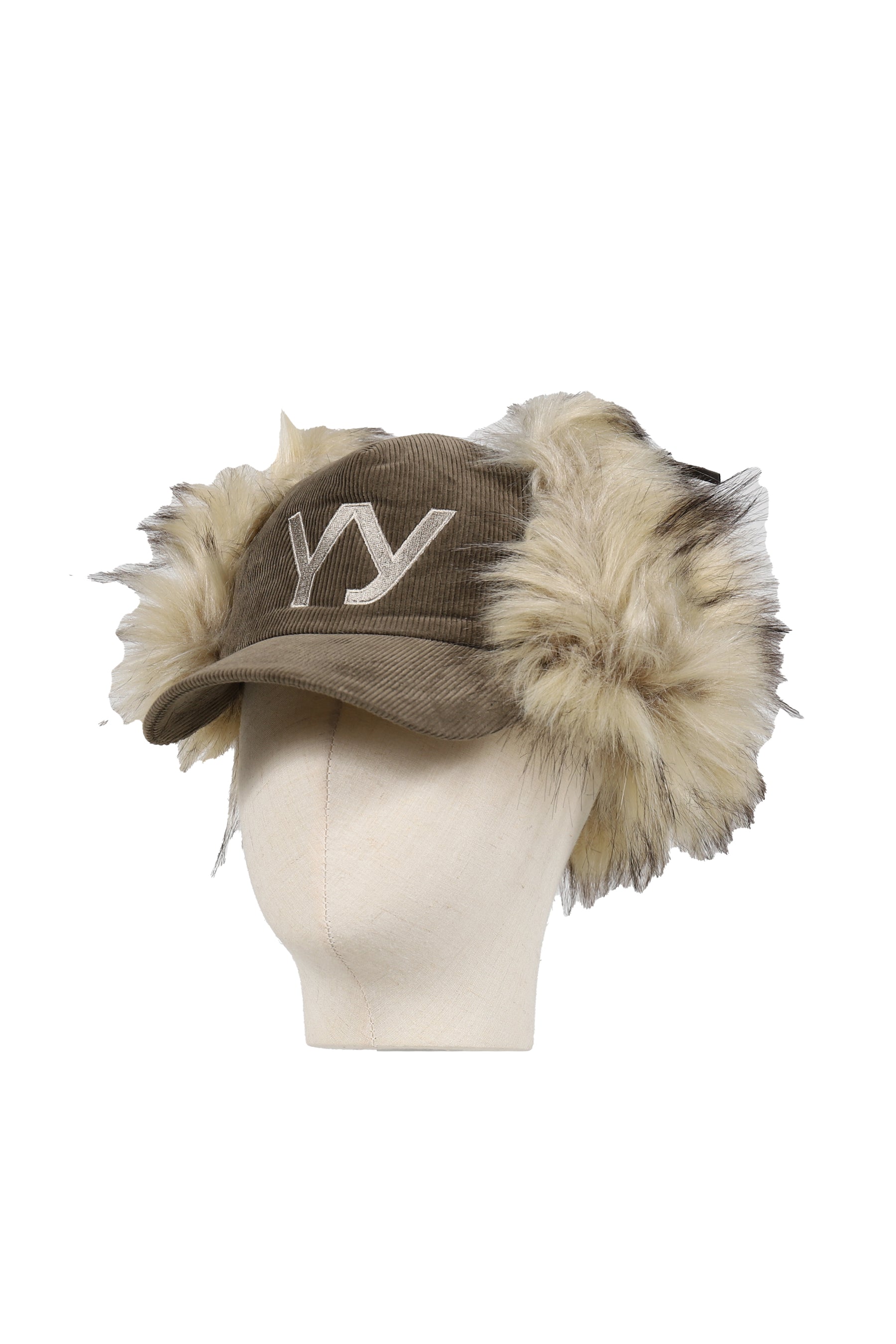 FAUX FUR CORDUROY EARFLAP CAP /KHA 