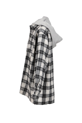 HOODED FLANNEL SHIRTS / ASH