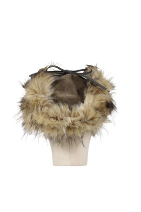 FAUX FUR CORDUROY EARFLAP CAP /KHA 