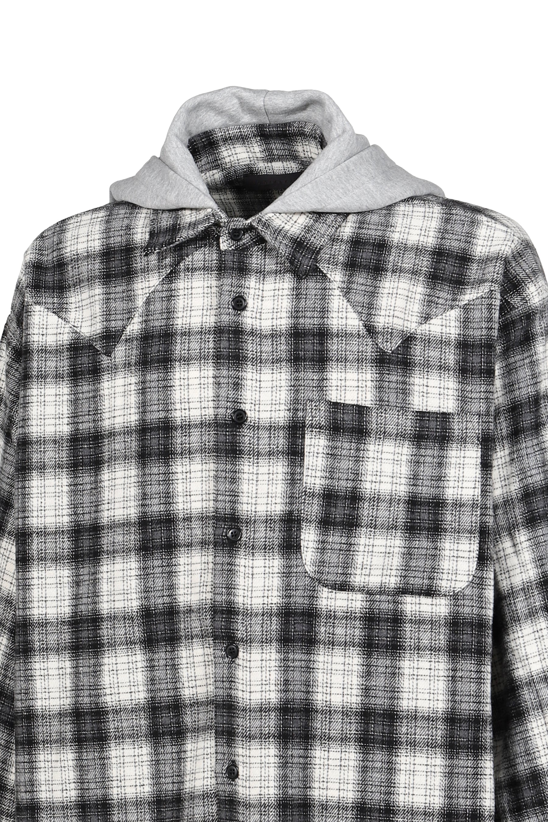 HOODED FLANNEL SHIRTS / ASH