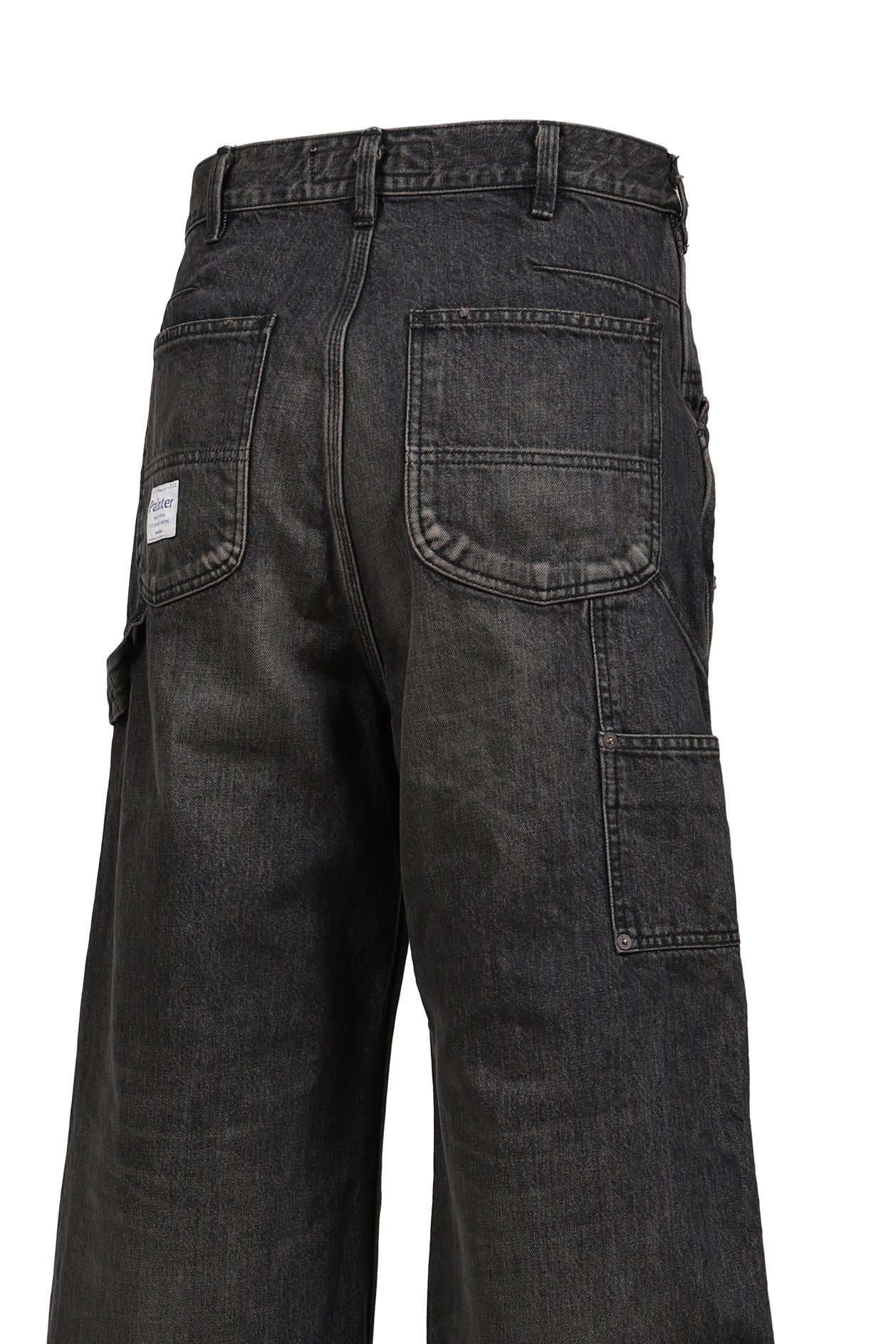 VINTAGE WASHED PAINTER DENIM WIDE PANTS / BLK
