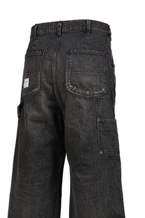 VINTAGE WASHED PAINTER DENIM WIDE PANTS / BLK