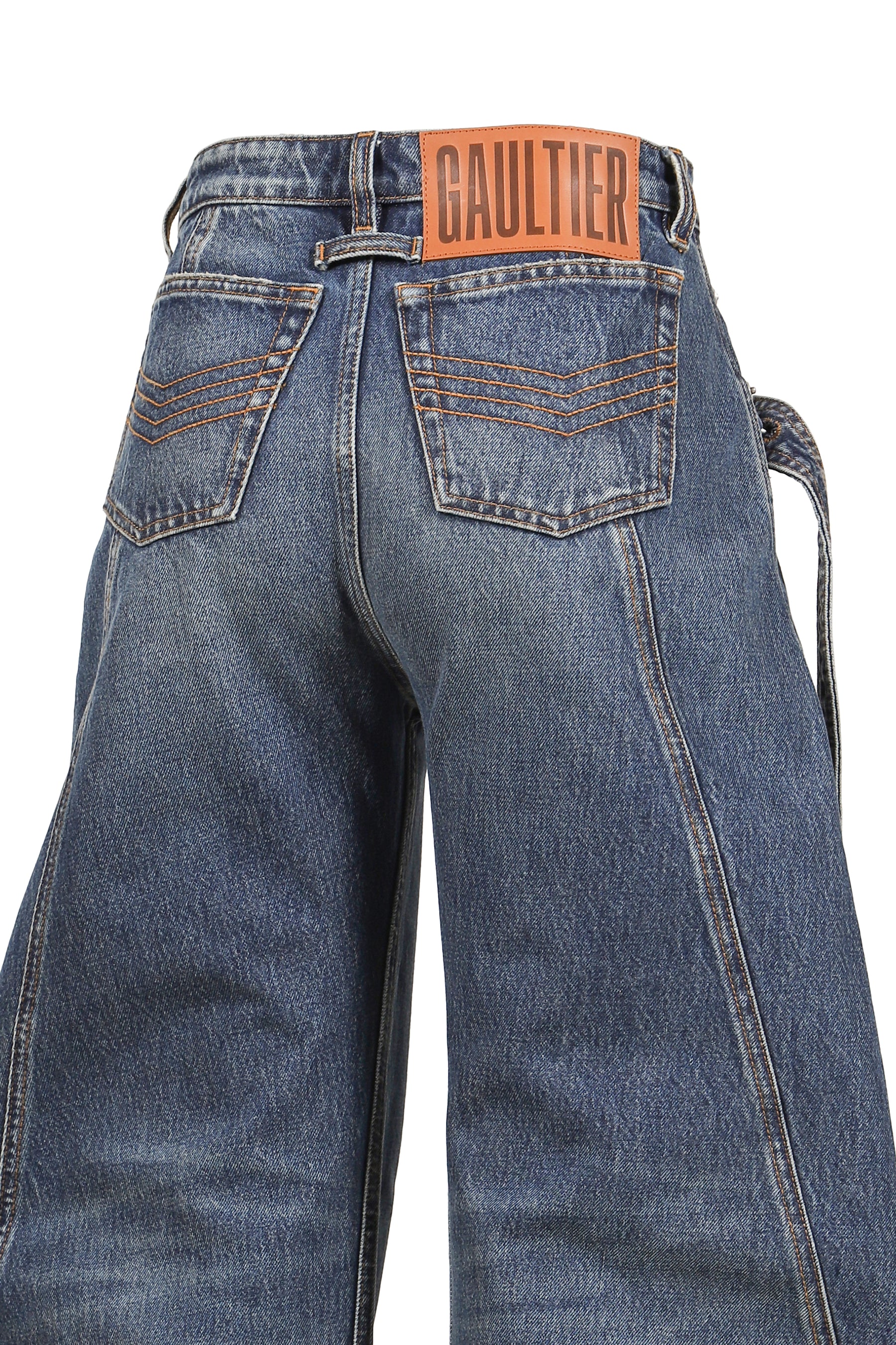 LOW WAISTED JEAN WITH STRAP DETAIL ON THE FRONT / VINTAGEBLU