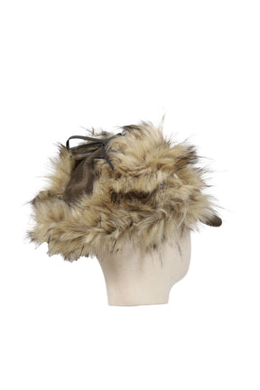 FAUX FUR CORDUROY EARFLAP CAP /KHA 