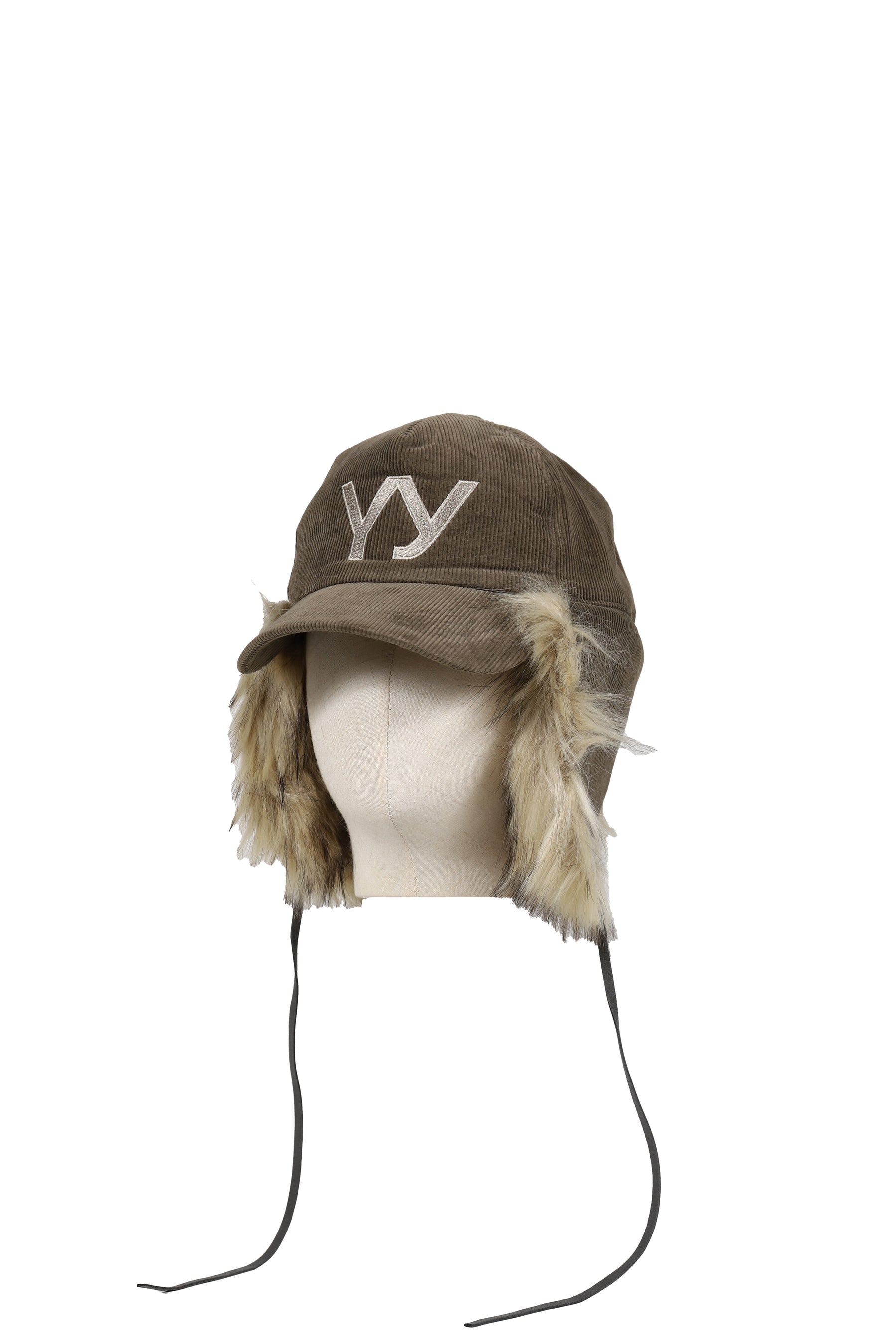 FAUX FUR CORDUROY EARFLAP CAP /KHA 
