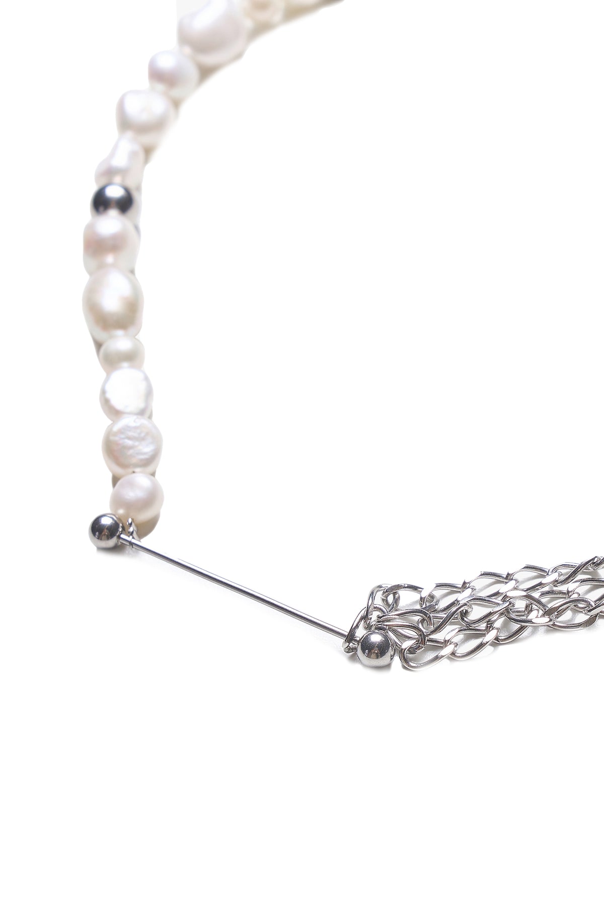 HYPNOTIZE PIERCE POINT PEARL&CHAIN NECKLACE / SIL