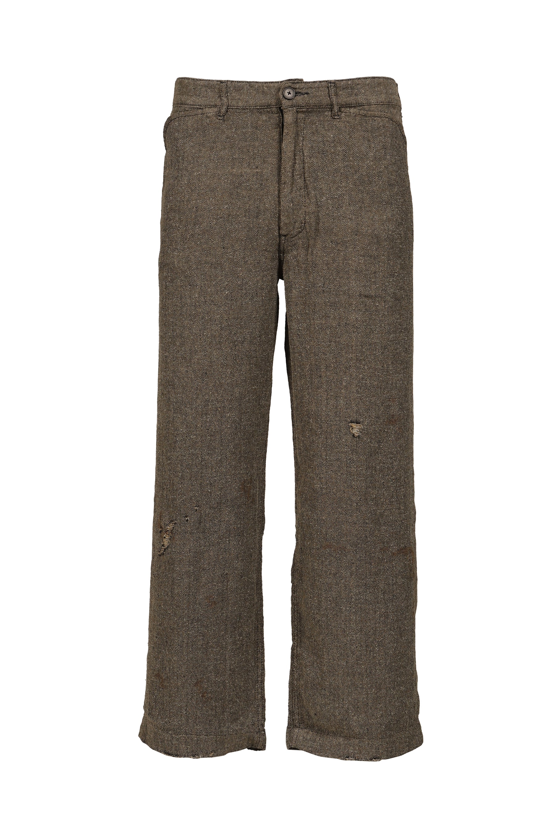 REPAIR TROUSERS / IVORY BLACK HERRINGBONE