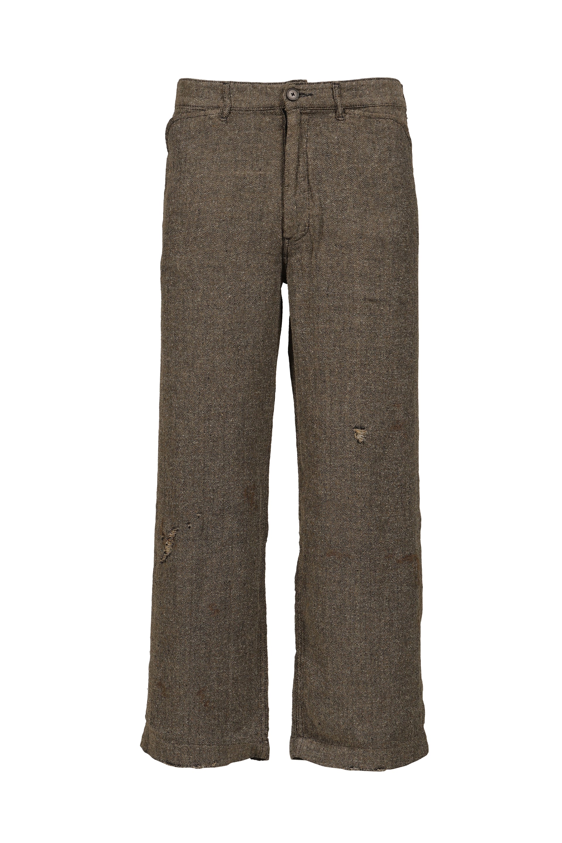 REPAIR TROUSERS / IVORY BLACK HERRINGBONE