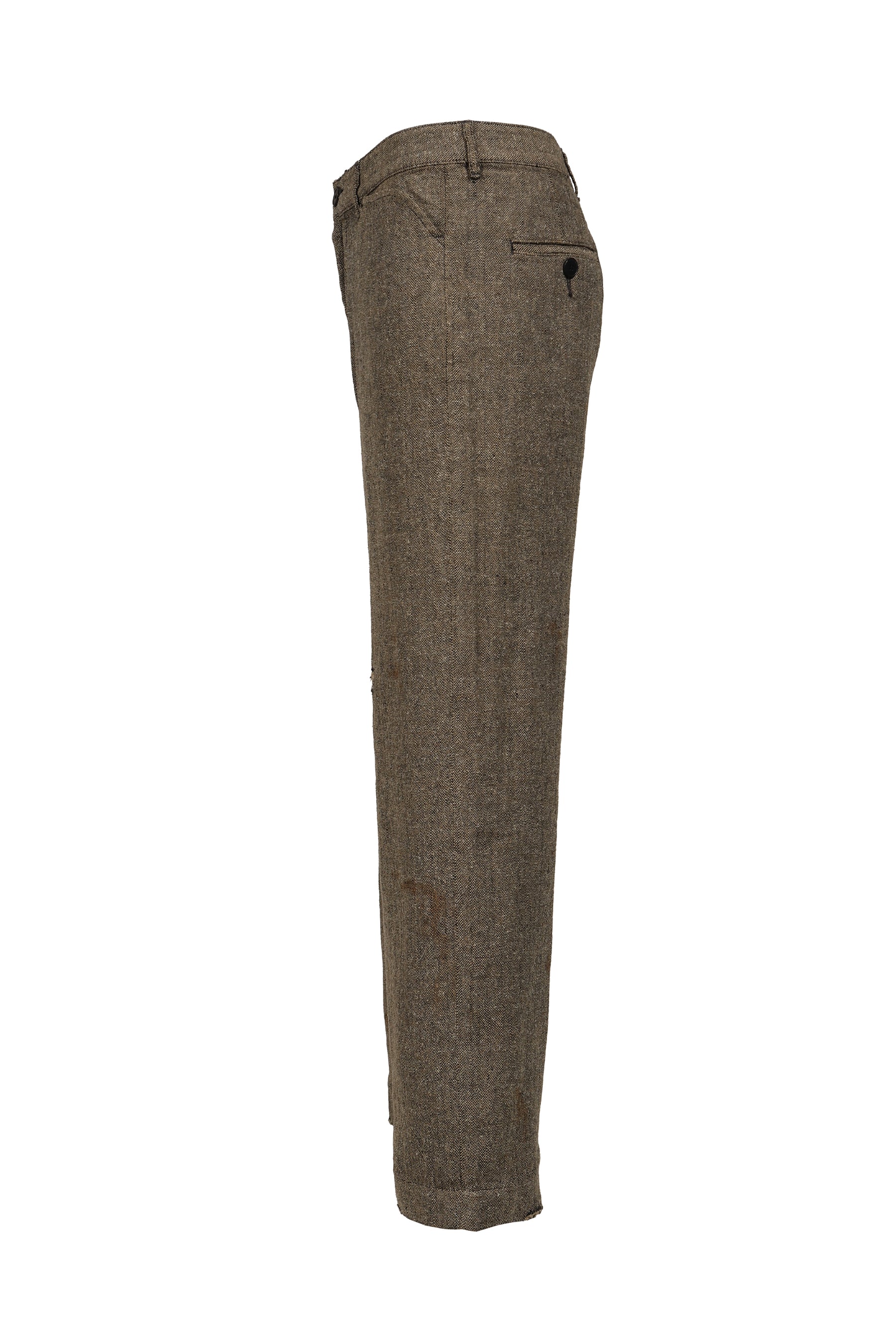 REPAIR TROUSERS / IVORY BLACK HERRINGBONE