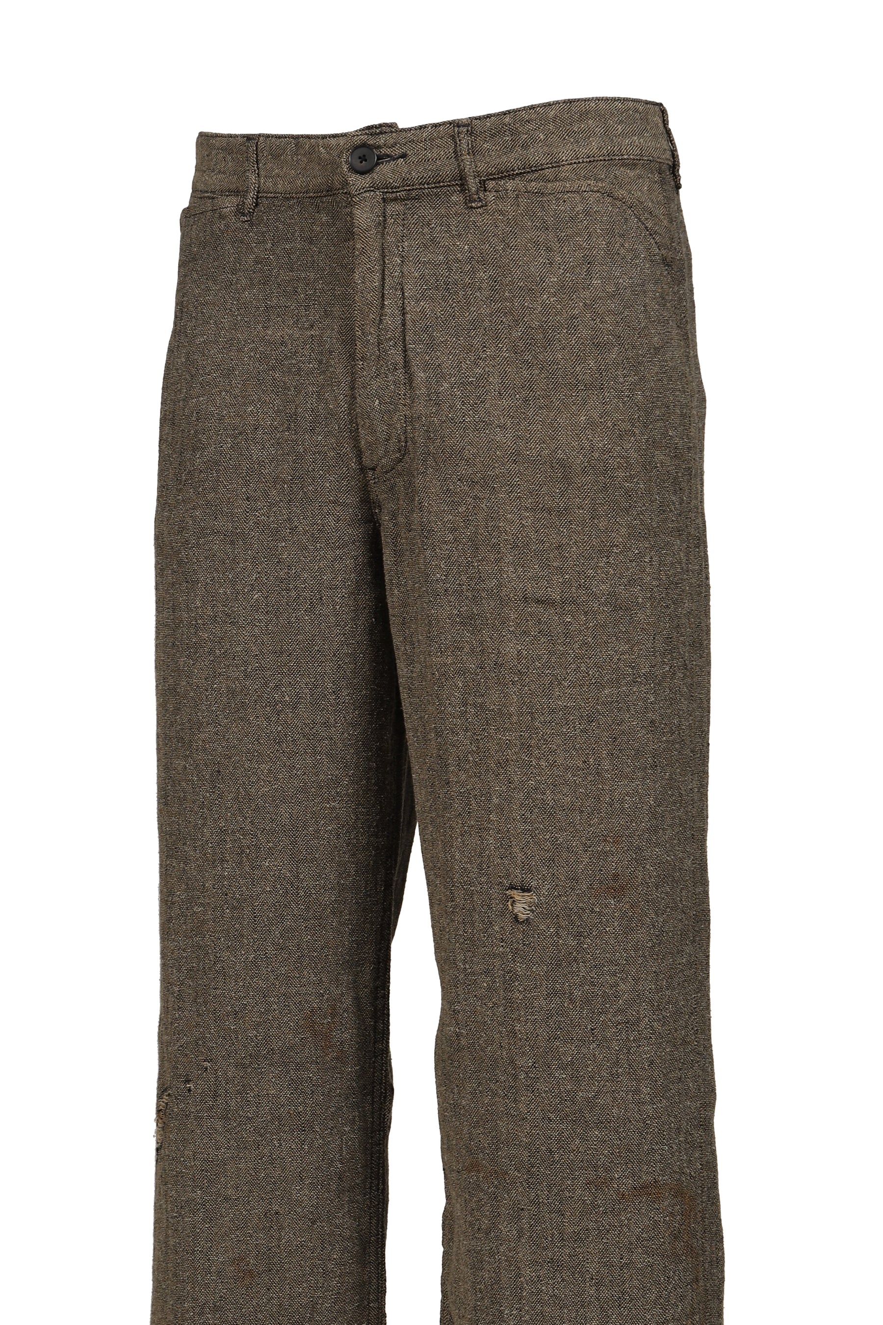 REPAIR TROUSERS / IVORY BLACK HERRINGBONE