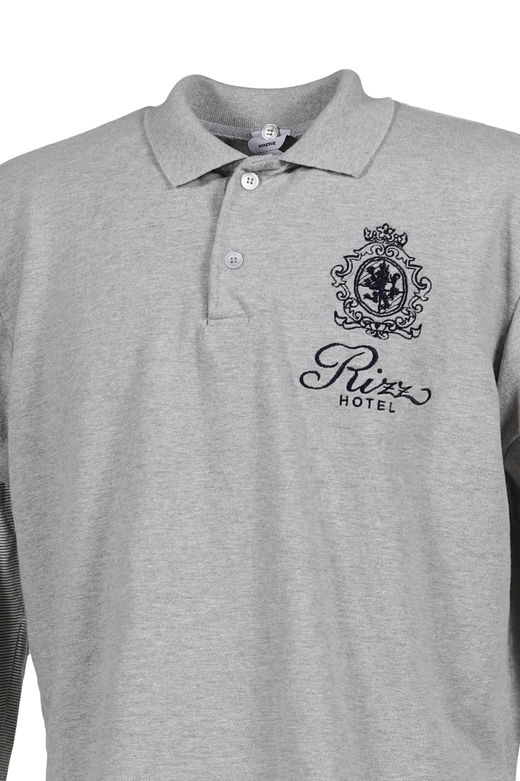 FUR COLLAR LAYERED POLO T SHIRTS / GRY