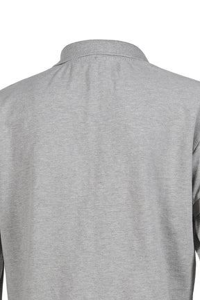 FUR COLLAR LAYERED POLO T SHIRTS / GRY