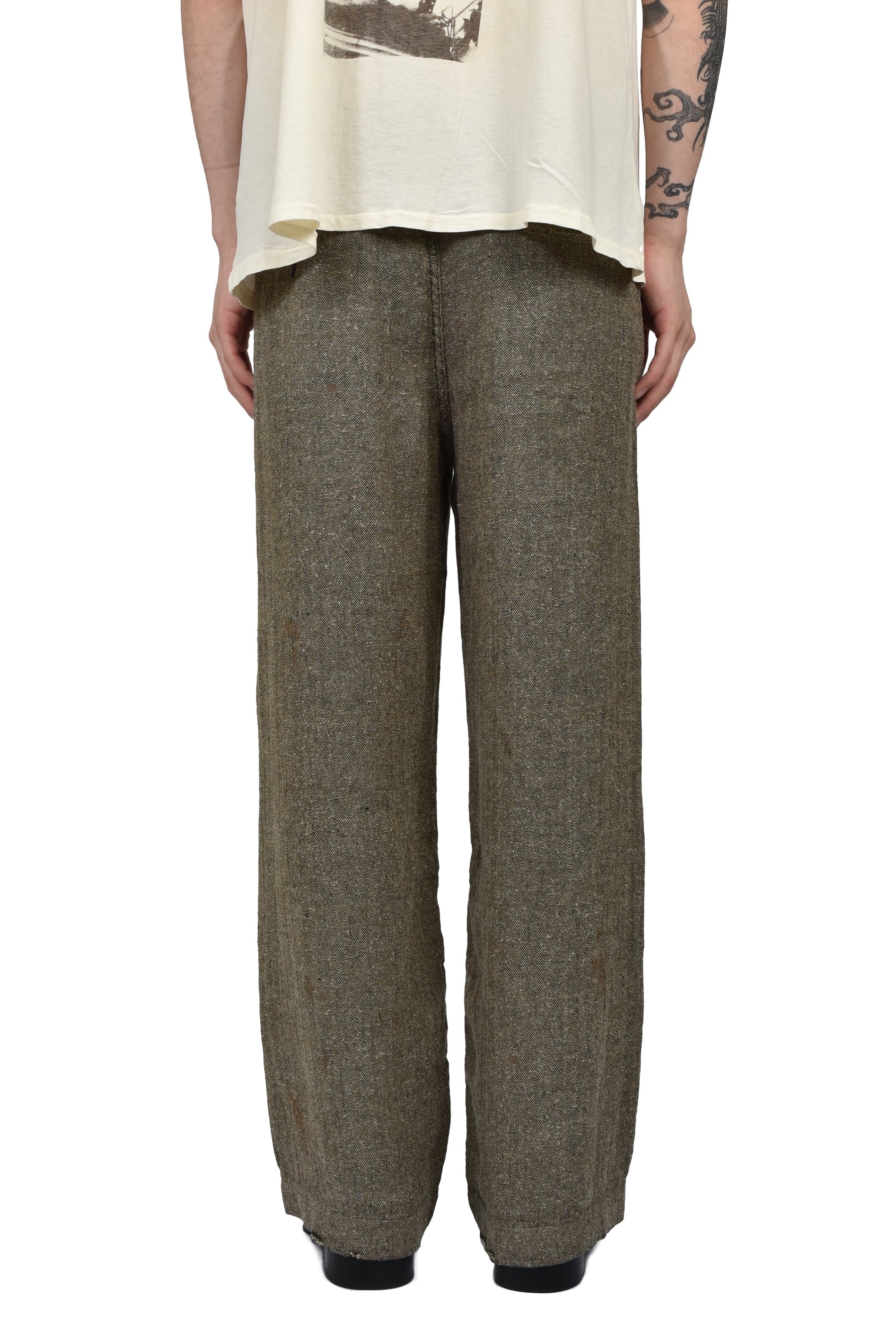 REPAIR TROUSERS / IVORY BLACK HERRINGBONE