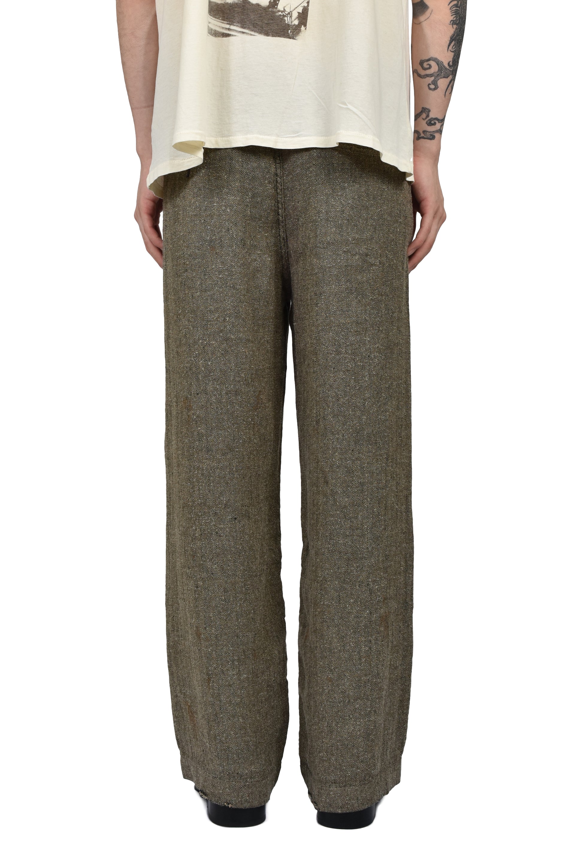 REPAIR TROUSERS / IVORY BLACK HERRINGBONE