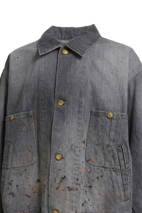 CUT OFF DENIM COVERALL / BLK