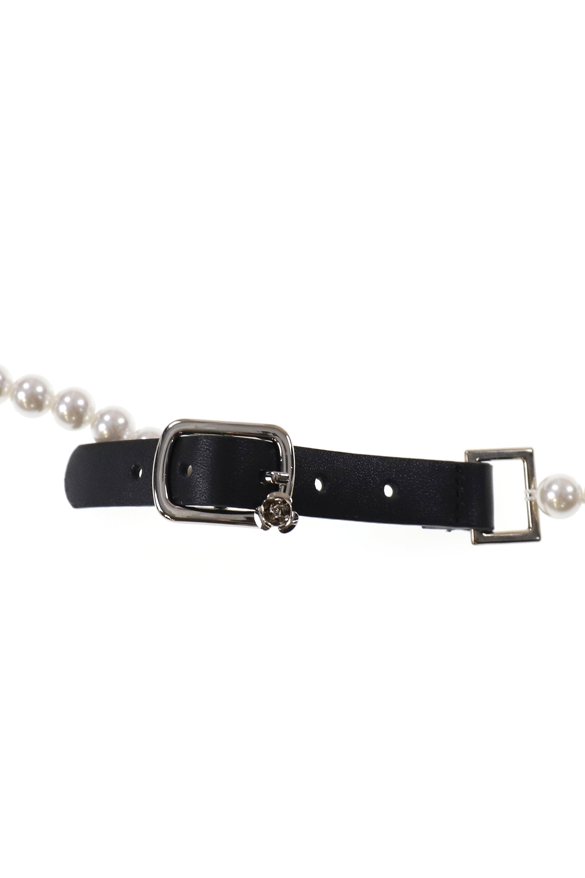 PEARL LEATHER BELT 01 / WHT