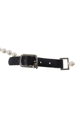 PEARL LEATHER BELT 01 / WHT