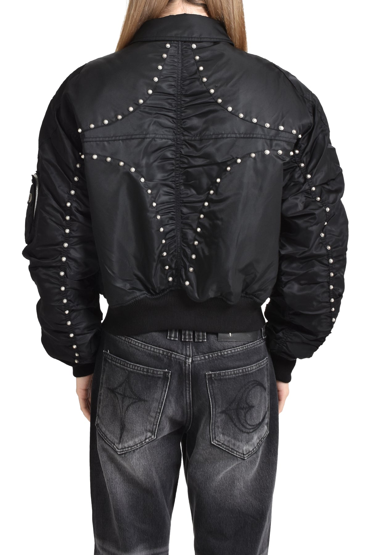 NYLON STUDDED BOMBER / BLK