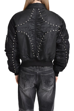 NYLON STUDDED BOMBER / BLK