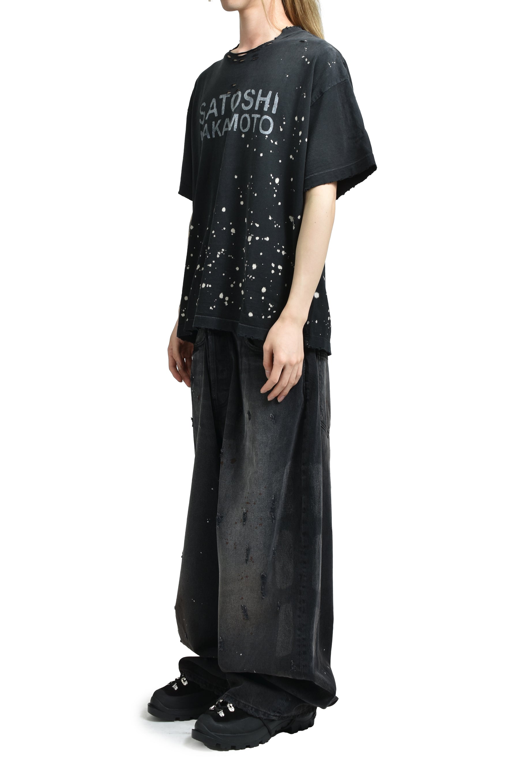 SATOSHI NAKAMOTO サトシ ナカモト SS24 DESTROYED LUKE TEE / BLK