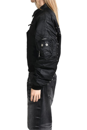 NYLON STUDDED BOMBER / BLK