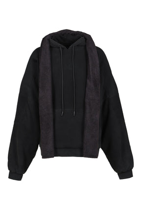 MESH SHOULDER TOWEL HOODIE / WASHED BLK