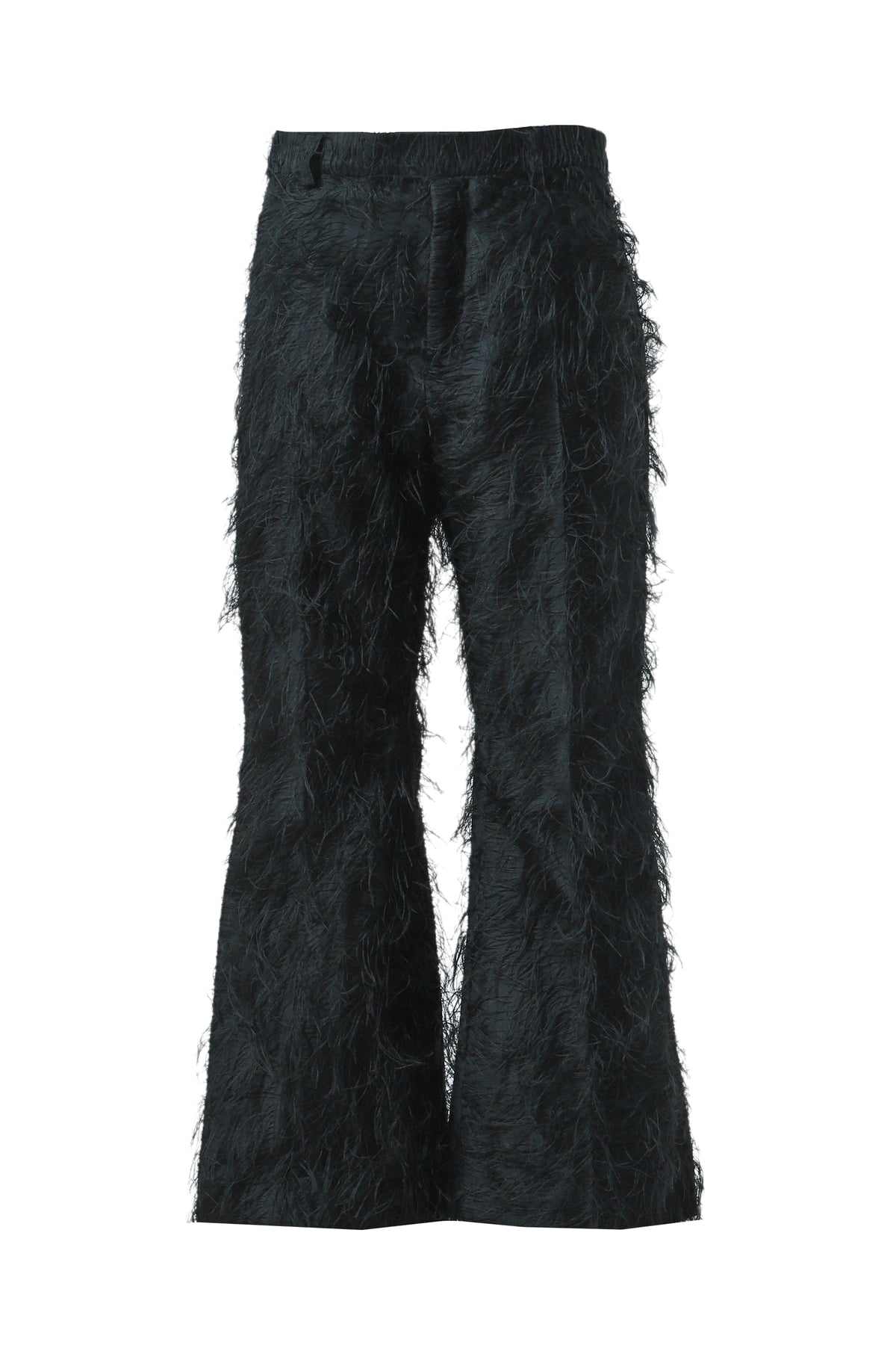 SHAGGY FRINGE FLARE TROUSERS / BLK