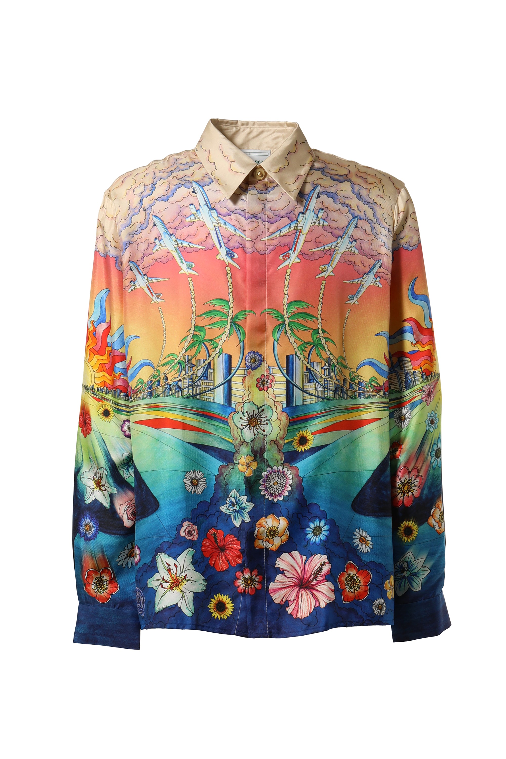Comme Des Garçons Shirt mixed-prints panelled shirt - Blue