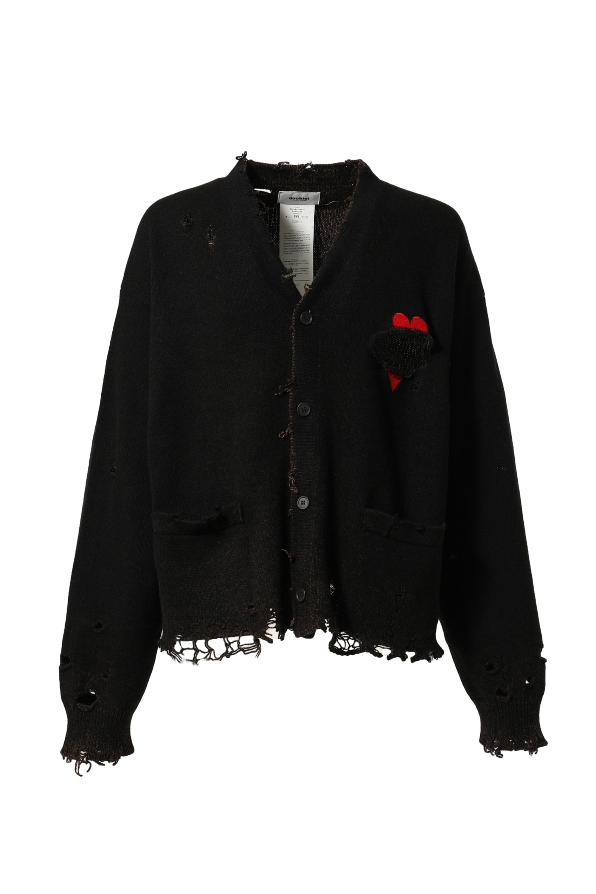 Doublet FW23 BROKEN HEART CARDIGAN / BLK -NUBIAN