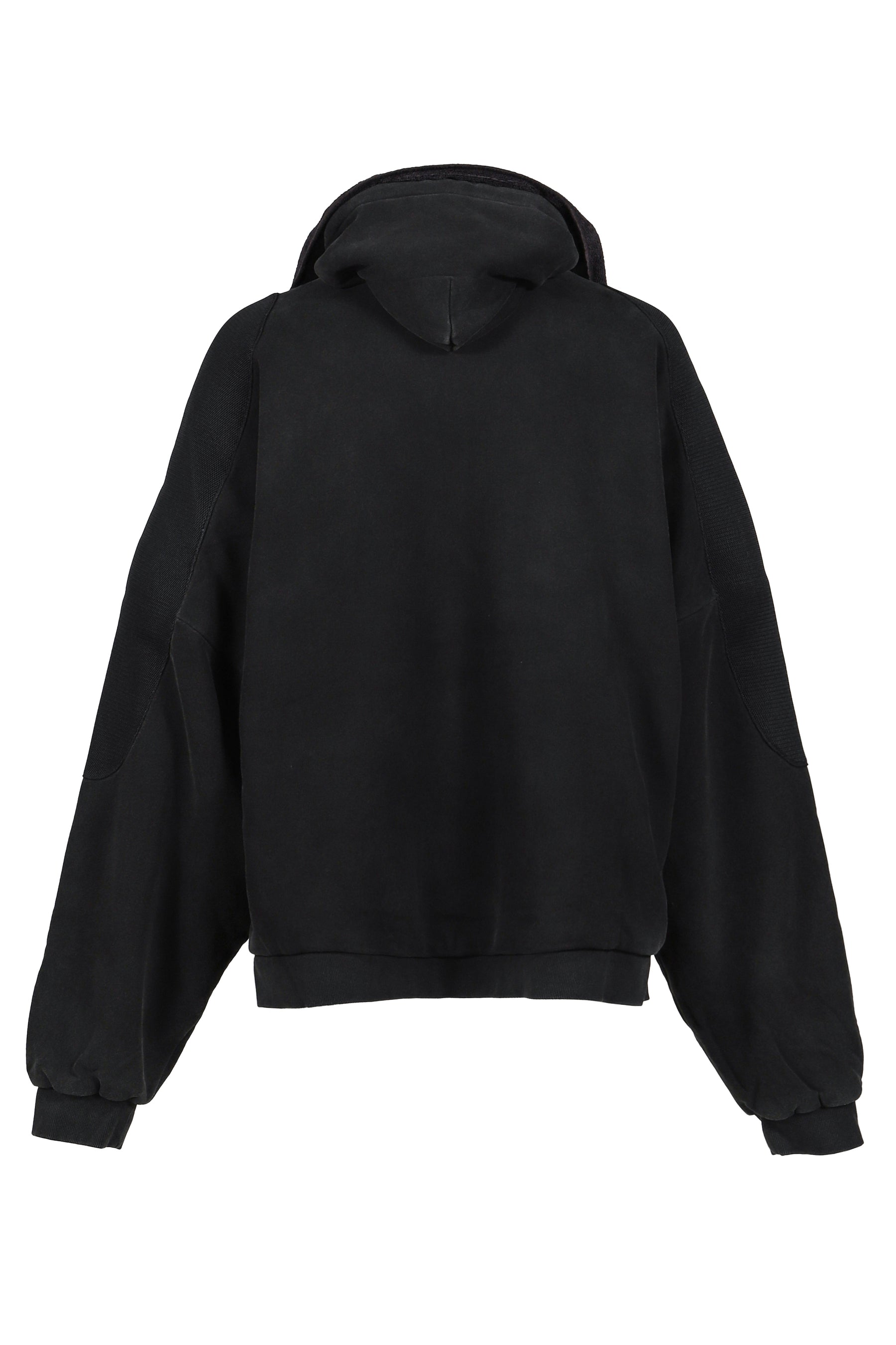 MESH SHOULDER TOWEL HOODIE / WASHED BLK