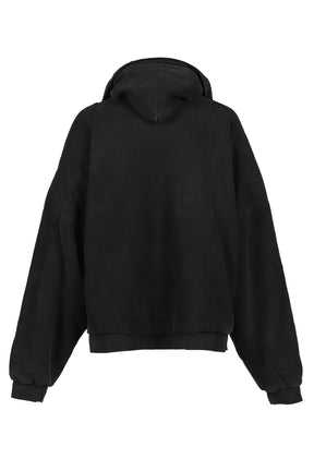 MESH SHOULDER TOWEL HOODIE / WASHED BLK
