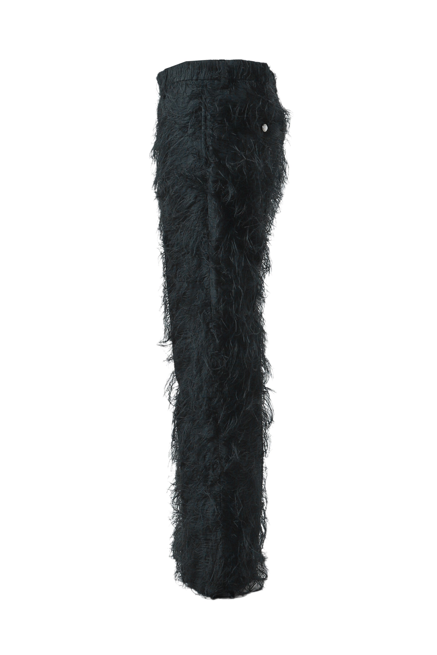 SHAGGY FRINGE FLARE TROUSERS / BLK