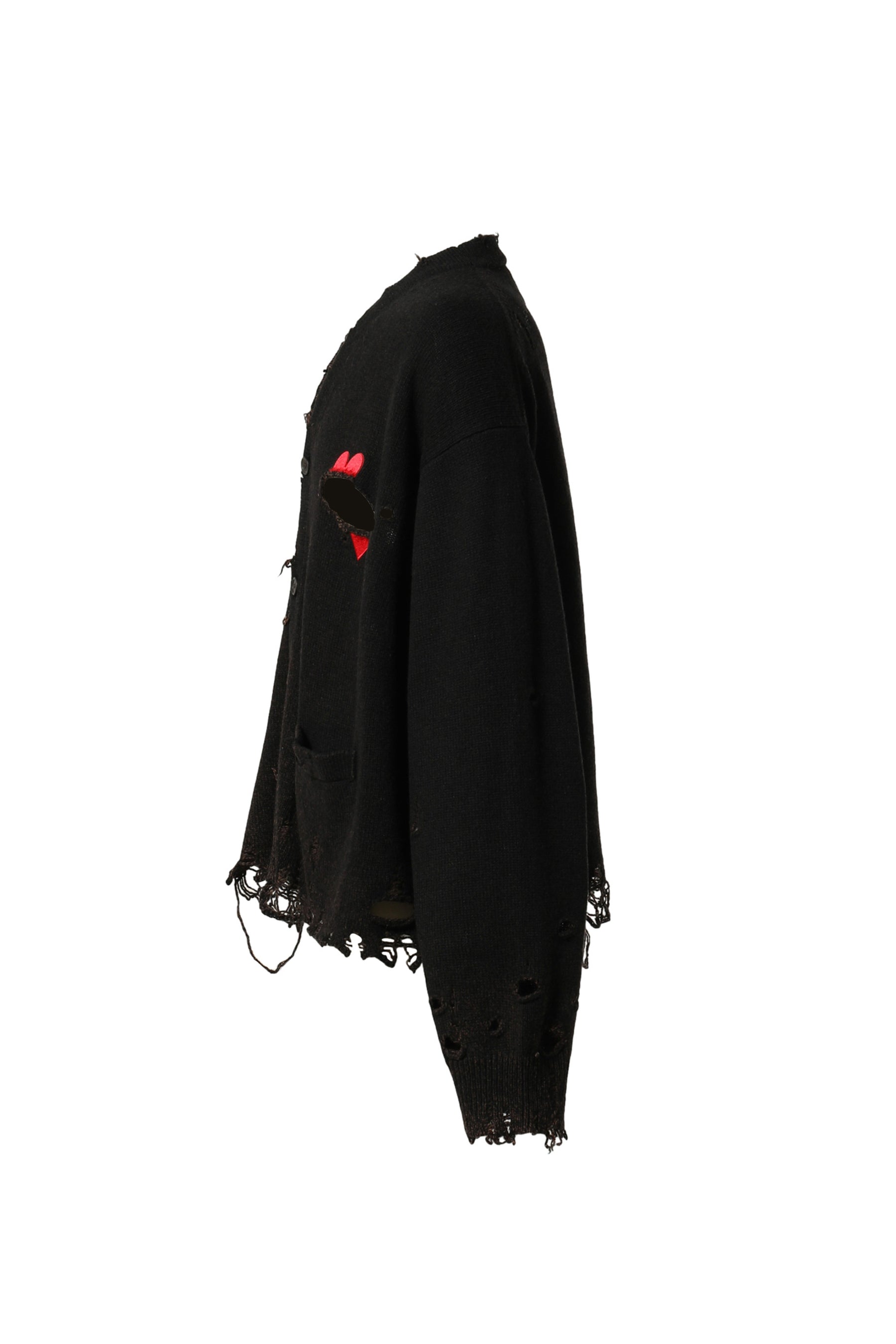 doublet ダブレット FW23 BROKEN HEART CARDIGAN / BLK -NUBIAN