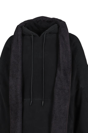 MESH SHOULDER TOWEL HOODIE / WASHED BLK