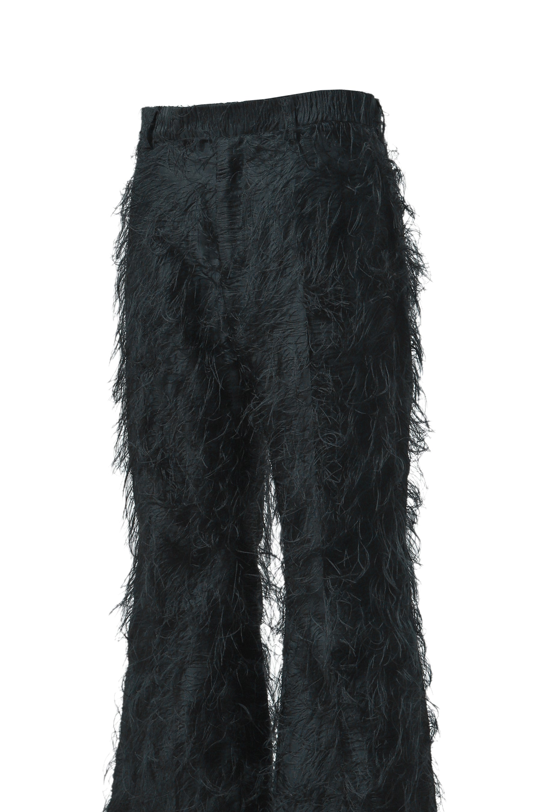 SHAGGY FRINGE FLARE TROUSERS / BLK