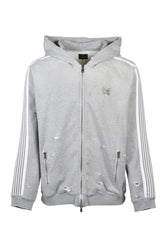 ZIPPED TRACK HOODY - COTTON JERSEY / DAMAGED (20TH EXCLUSIVE) / GRY