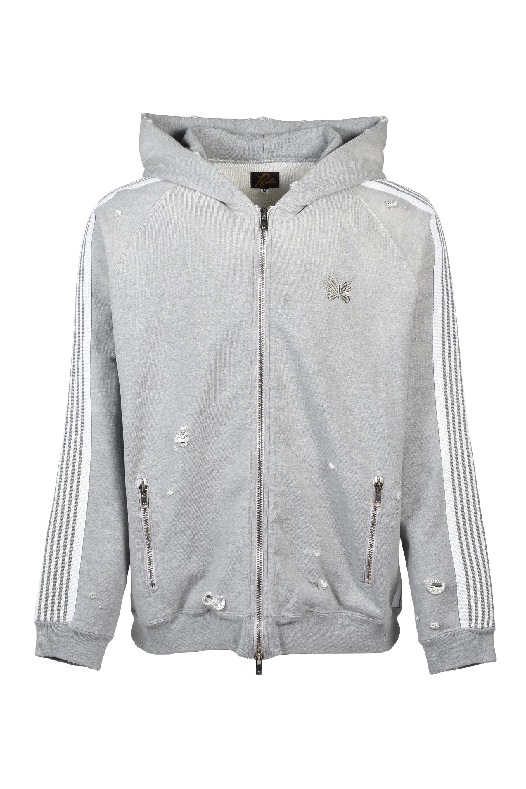 ZIPPED TRACK HOODY - COTTON JERSEY / DAMAGED (20TH EXCLUSIVE) / GRY