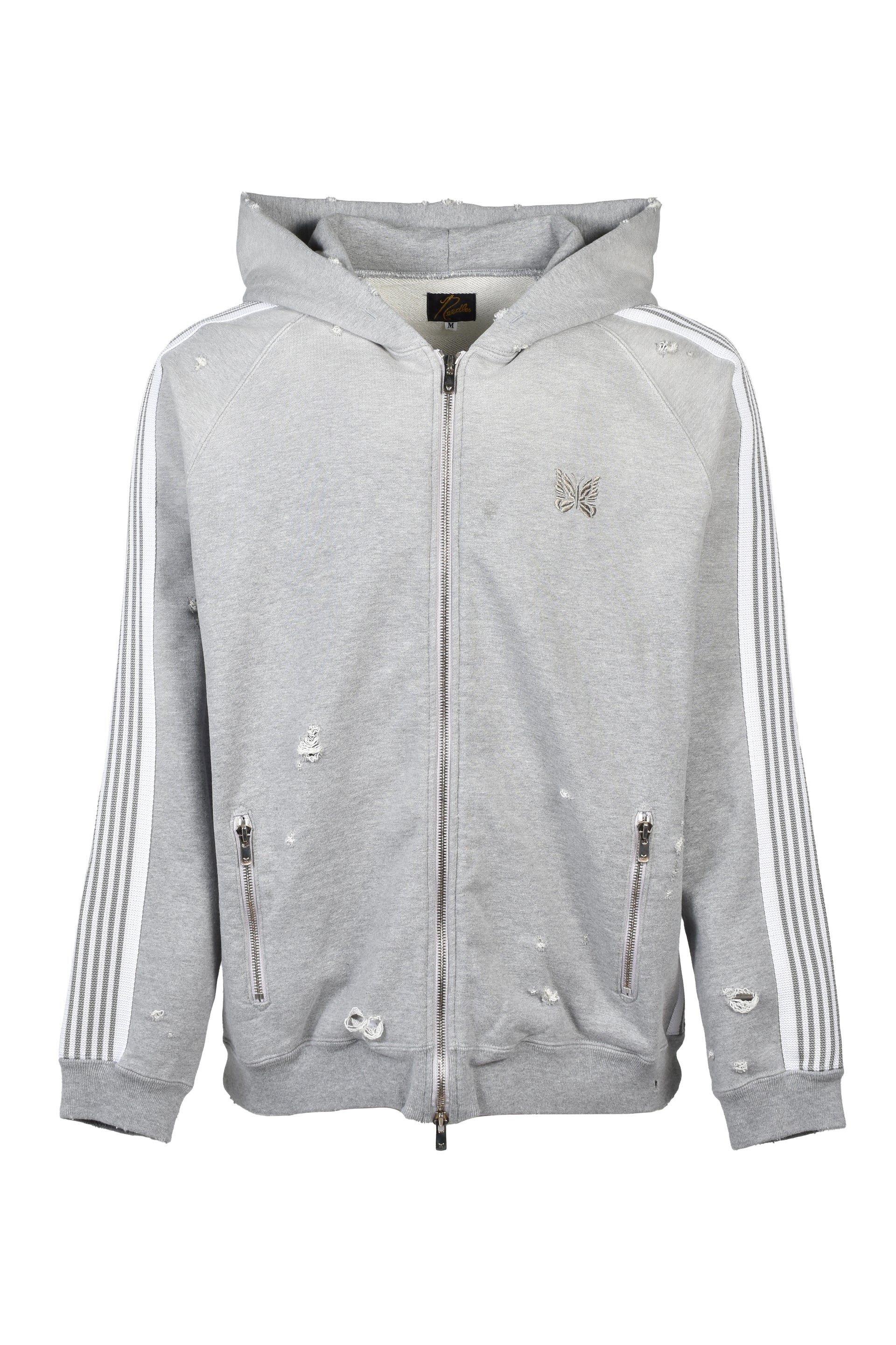 ZIPPED TRACK HOODY - COTTON JERSEY / DAMAGED (20TH EXCLUSIVE) / GRY