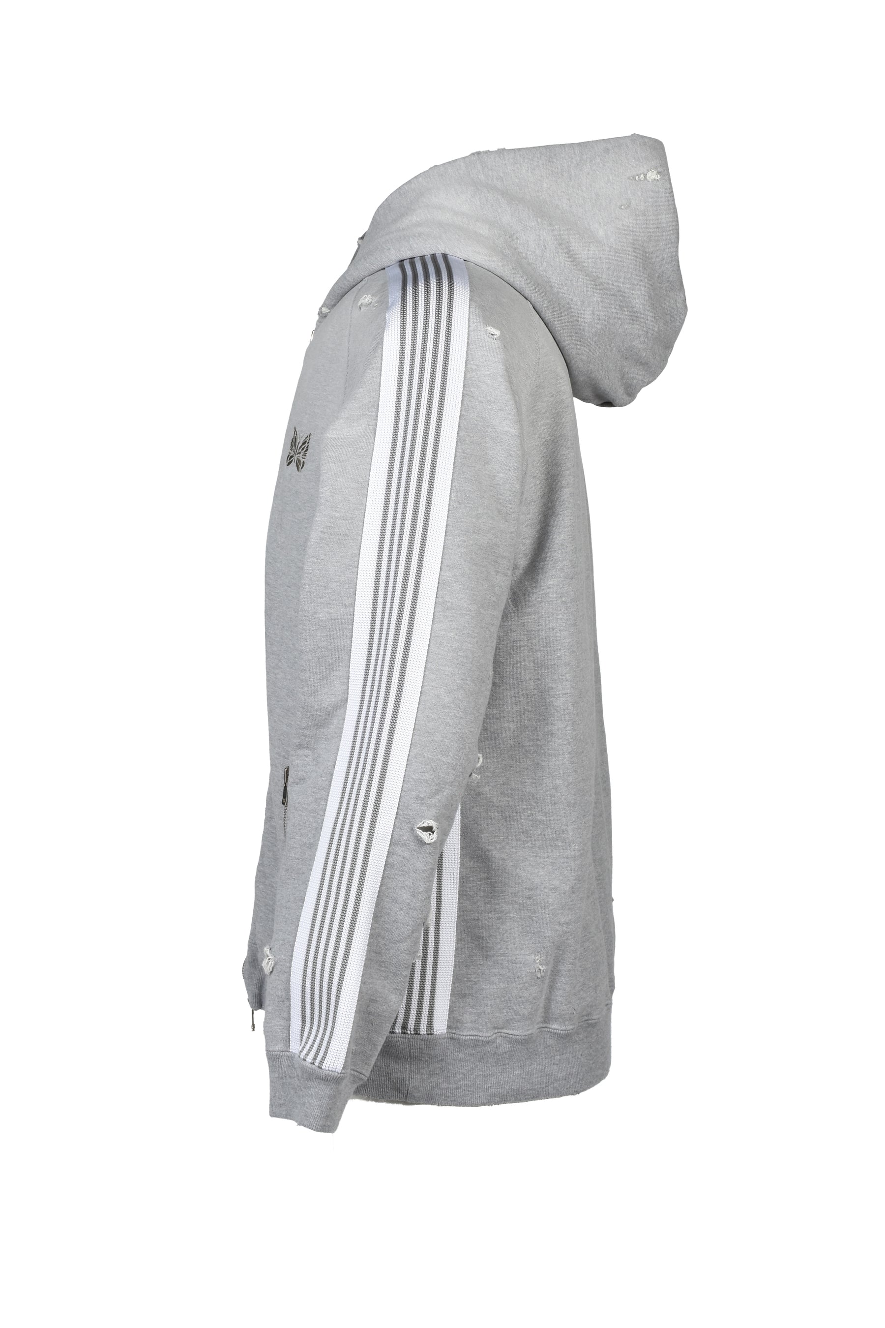 ZIPPED TRACK HOODY - COTTON JERSEY / DAMAGED (20TH EXCLUSIVE) / GRY
