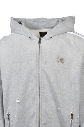 ZIPPED TRACK HOODY - COTTON JERSEY / DAMAGED (20TH EXCLUSIVE) / GRY