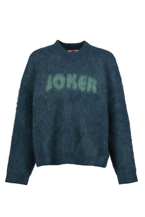BRUSHED MOHAIR V-NECK JUMPER / GRN