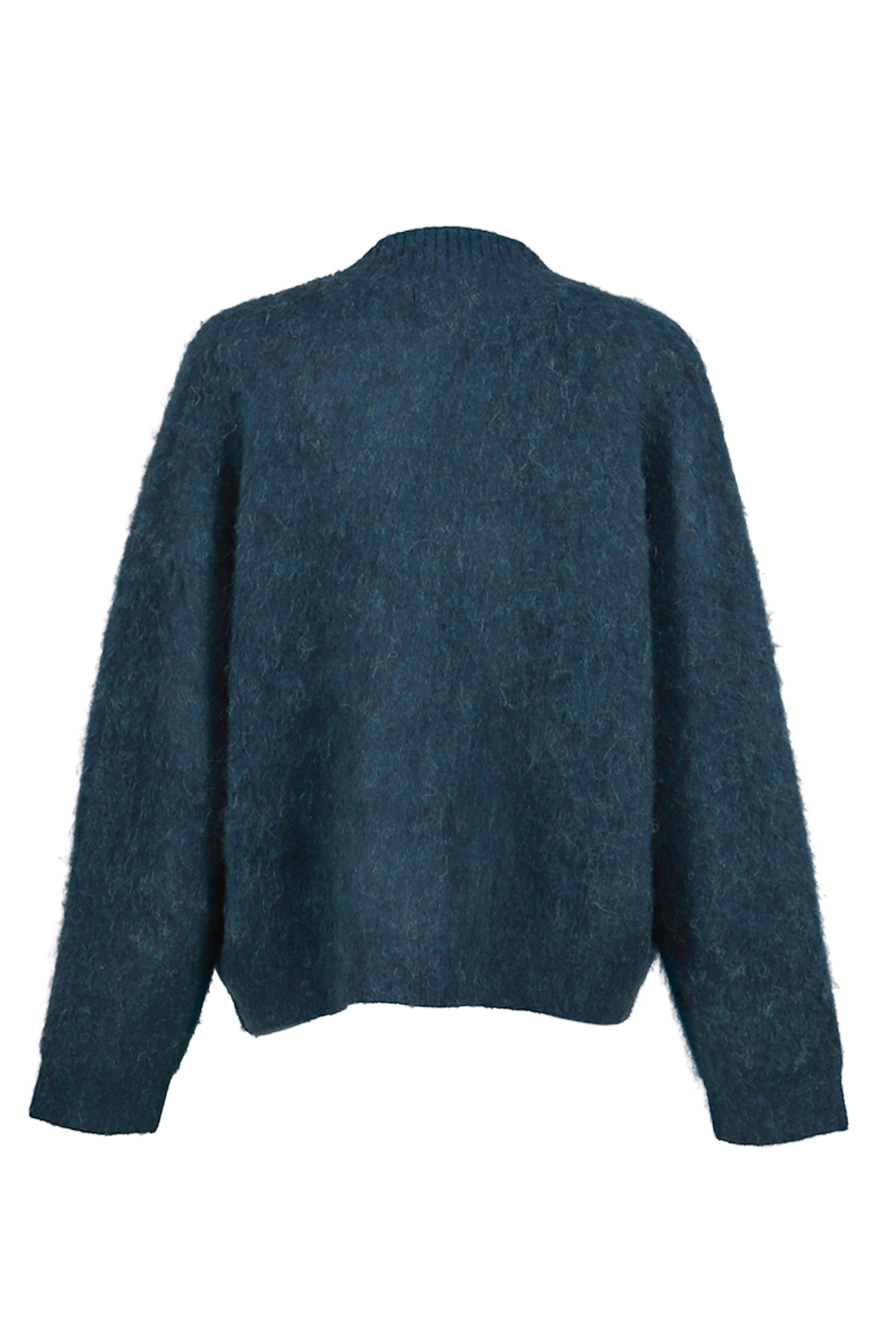 BRUSHED MOHAIR V-NECK JUMPER / GRN