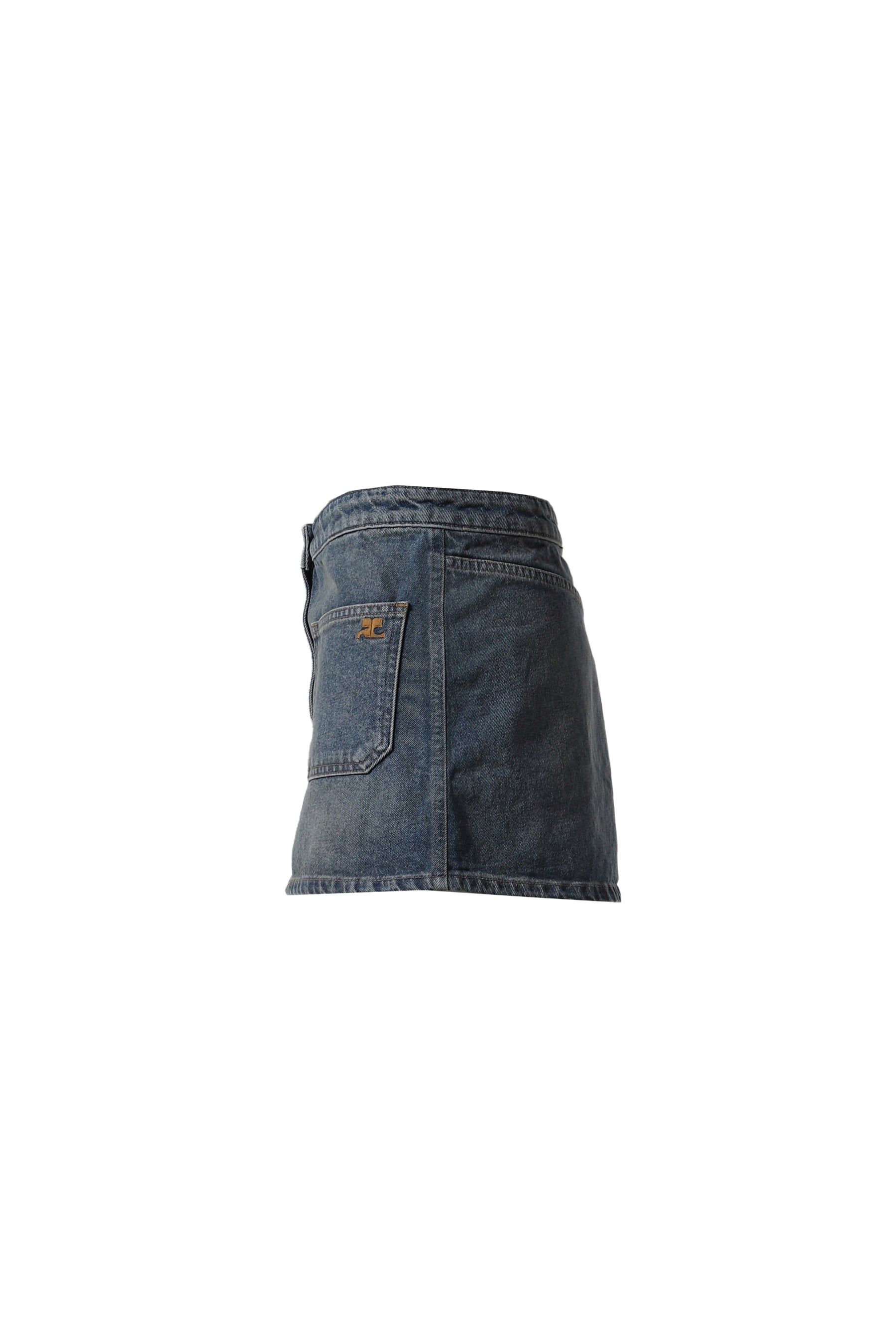 2-POCKET DENIM MINI SKIRT / VINTAGE MEDIUM BLU