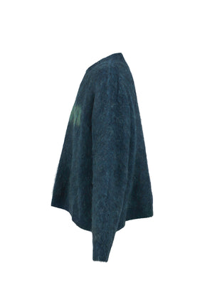 BRUSHED MOHAIR V-NECK JUMPER / GRN