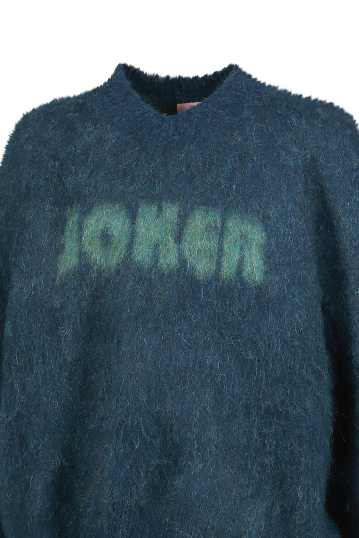 BRUSHED MOHAIR V-NECK JUMPER / GRN