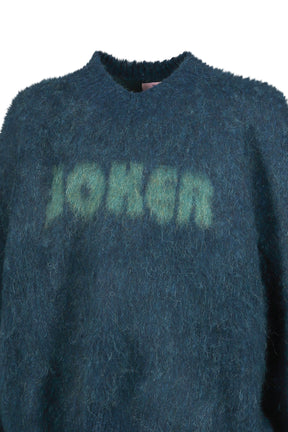 BRUSHED MOHAIR V-NECK JUMPER / GRN