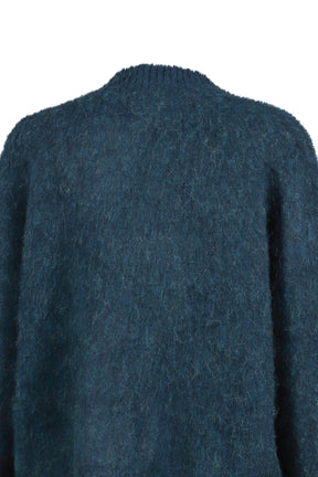 BRUSHED MOHAIR V-NECK JUMPER / GRN